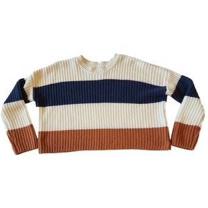 Sweater Blue Cream Brown size Small